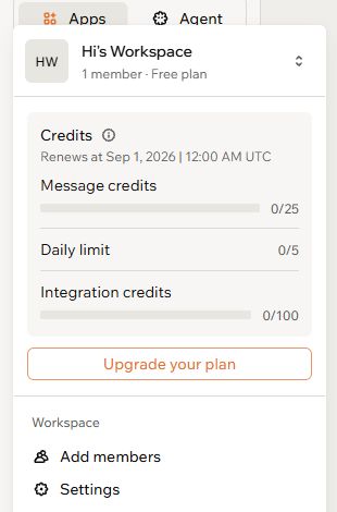 Base44無料プランのmessage creditsとintegration credits