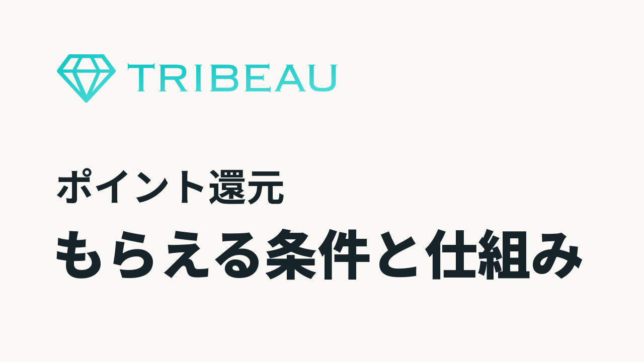 トリビューのロゴと「ポイント還元」「もらえる条件と仕組み」の見出し